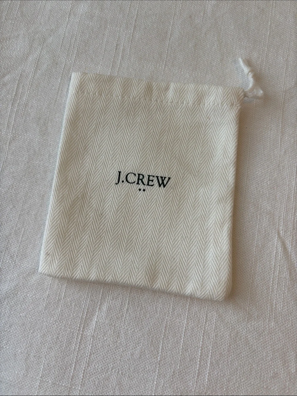 J. Crew Jewelry Travel Cream Herringbone Drawstring Pouch NEW